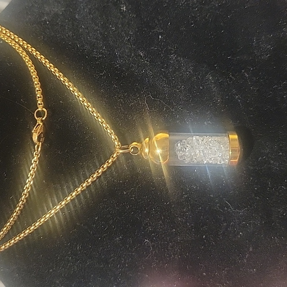 Herkimer diamond necklace in gold plated chain
